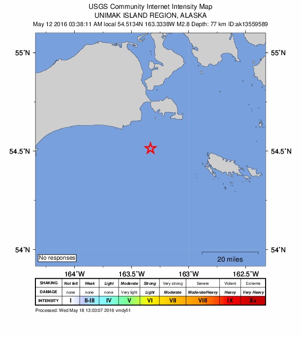 Did You Feel It? map: shaking reported by the public