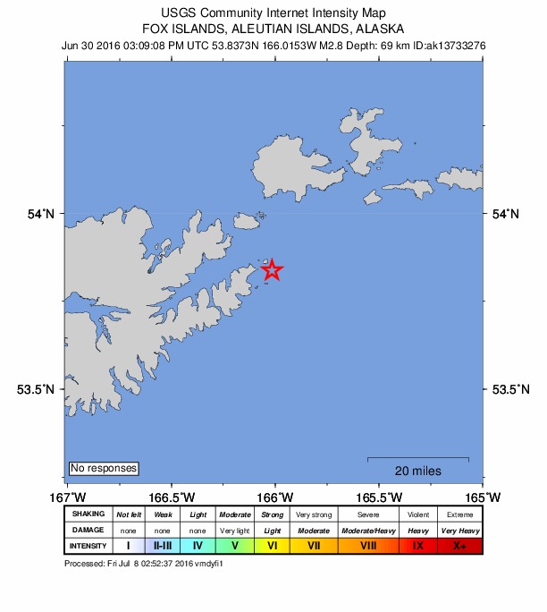 Did You Feel It? map: shaking reported by the public