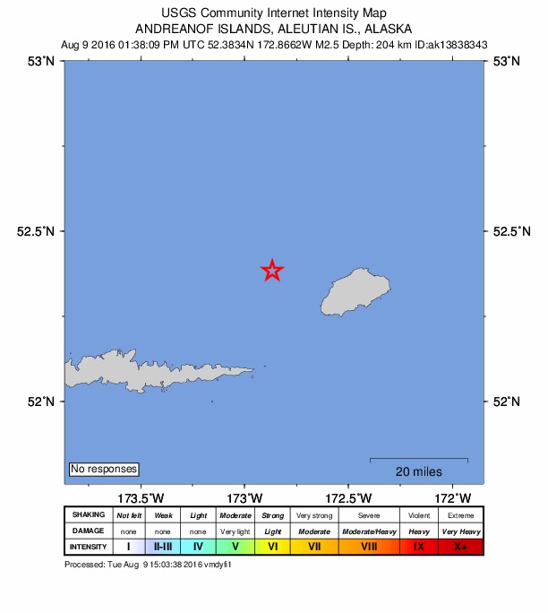 Did You Feel It? map: shaking reported by the public