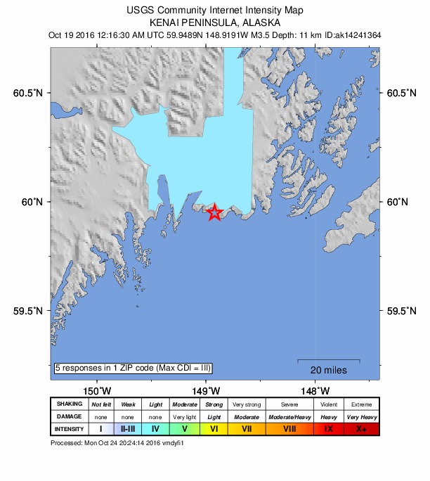 Did You Feel It? map: shaking reported by the public