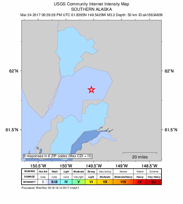 Did You Feel It? map: shaking reported by the public