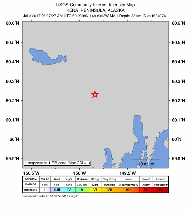 Did You Feel It? map: shaking reported by the public