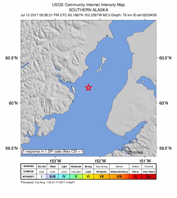 Did You Feel It? map: shaking reported by the public