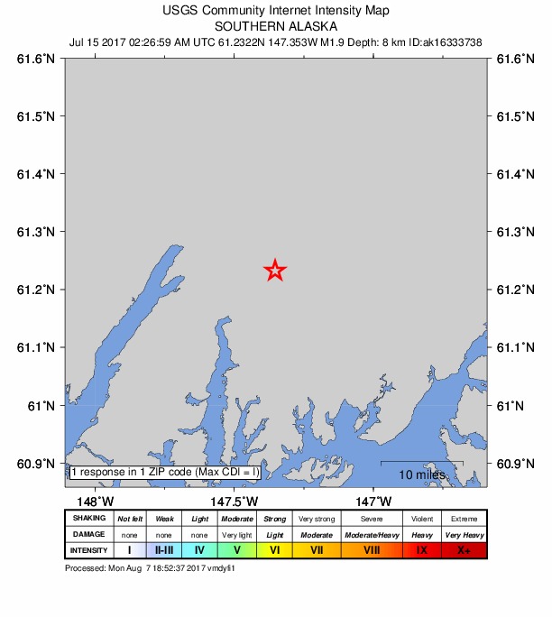 Did You Feel It? map: shaking reported by the public