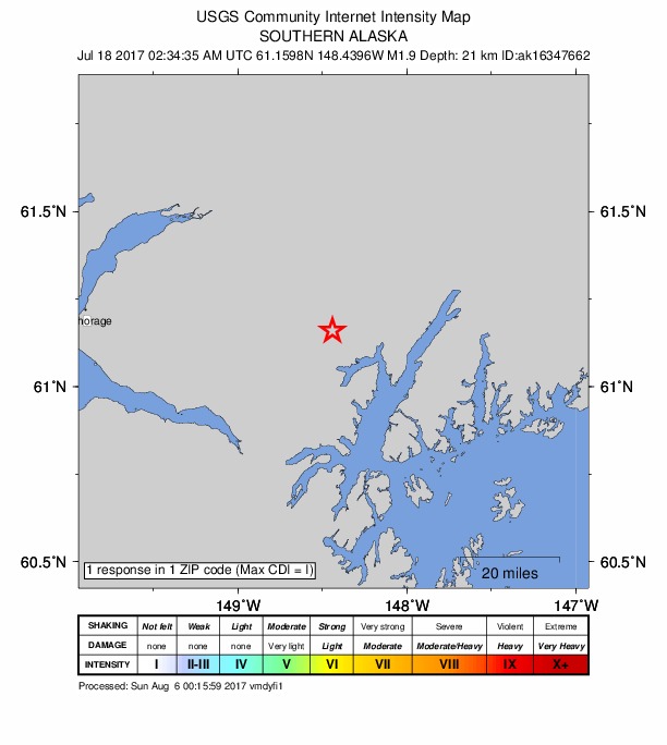 Did You Feel It? map: shaking reported by the public