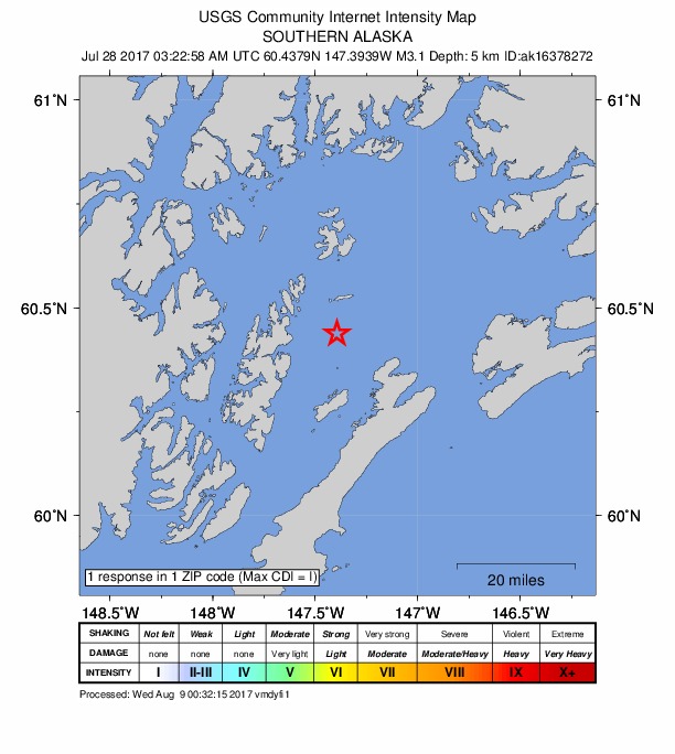 Did You Feel It? map: shaking reported by the public