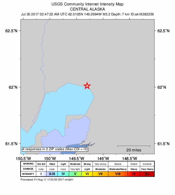 Did You Feel It? map: shaking reported by the public