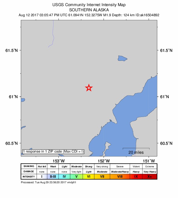 Did You Feel It? map: shaking reported by the public