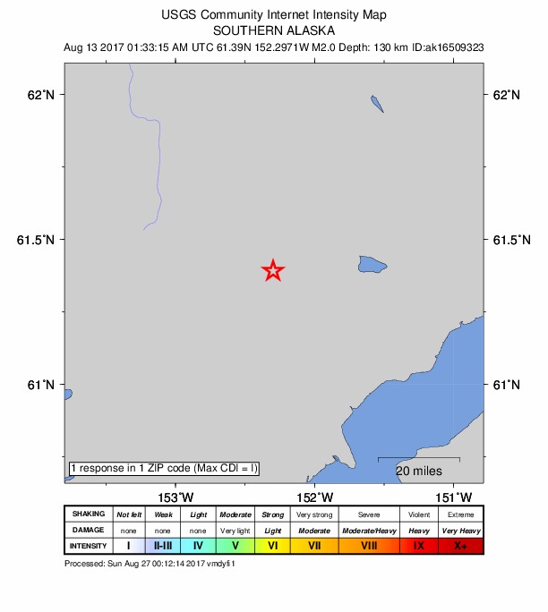 Did You Feel It? map: shaking reported by the public