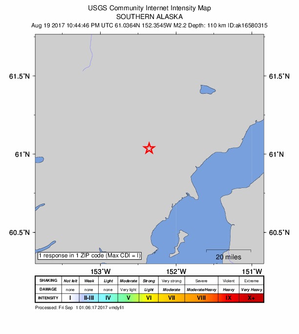 Did You Feel It? map: shaking reported by the public