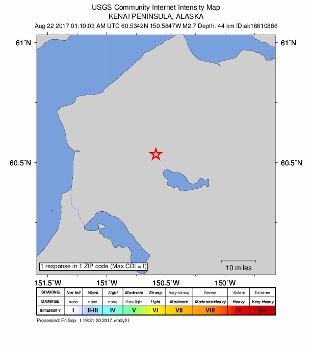 Did You Feel It? map: shaking reported by the public