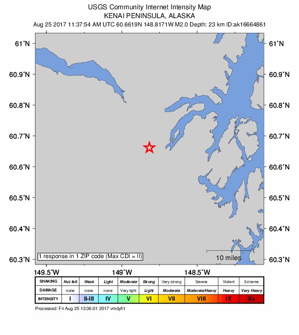 Did You Feel It? map: shaking reported by the public
