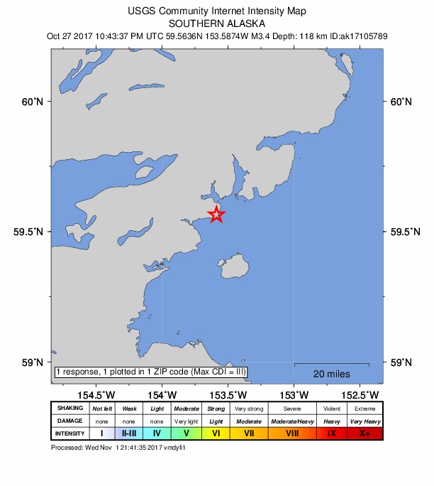Did You Feel It? map: shaking reported by the public