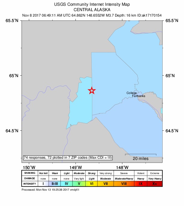 Did You Feel It? map: shaking reported by the public