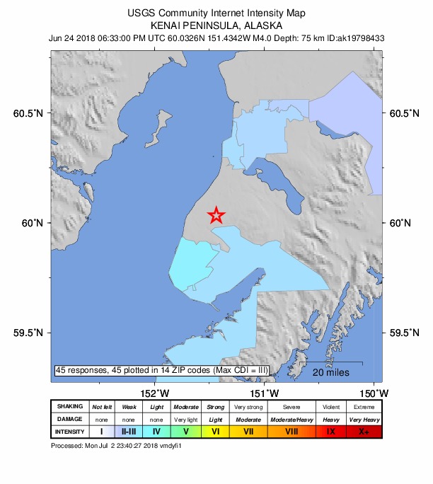 Did You Feel It? map: shaking reported by the public