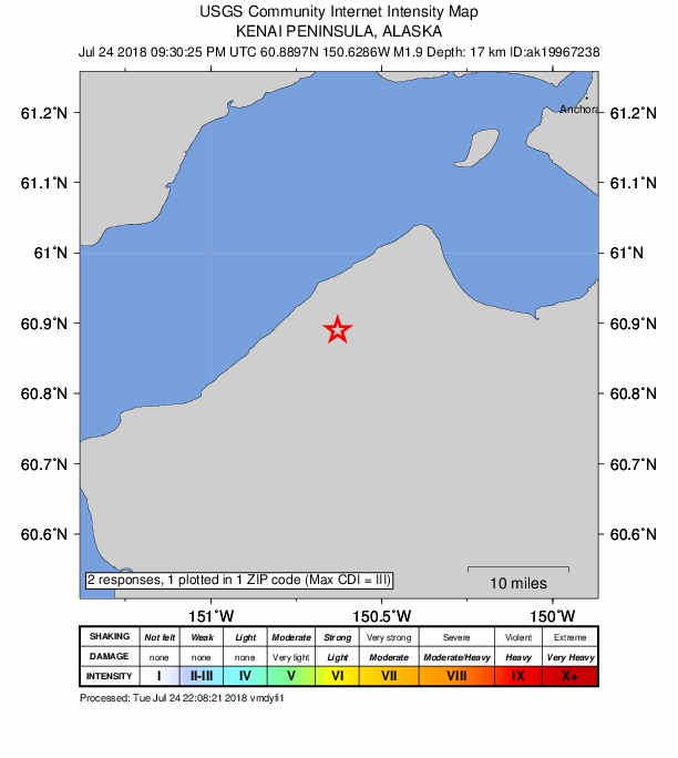 Did You Feel It? map: shaking reported by the public
