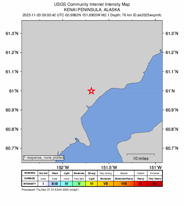 Did You Feel It? map: shaking reported by the public