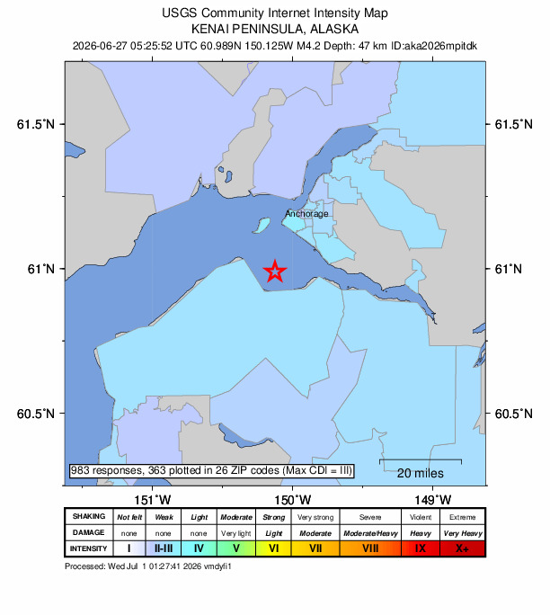 Did You Feel It? map: shaking reported by the public