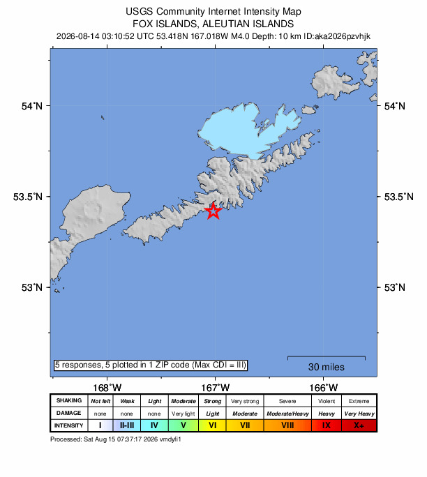 Did You Feel It? map: shaking reported by the public