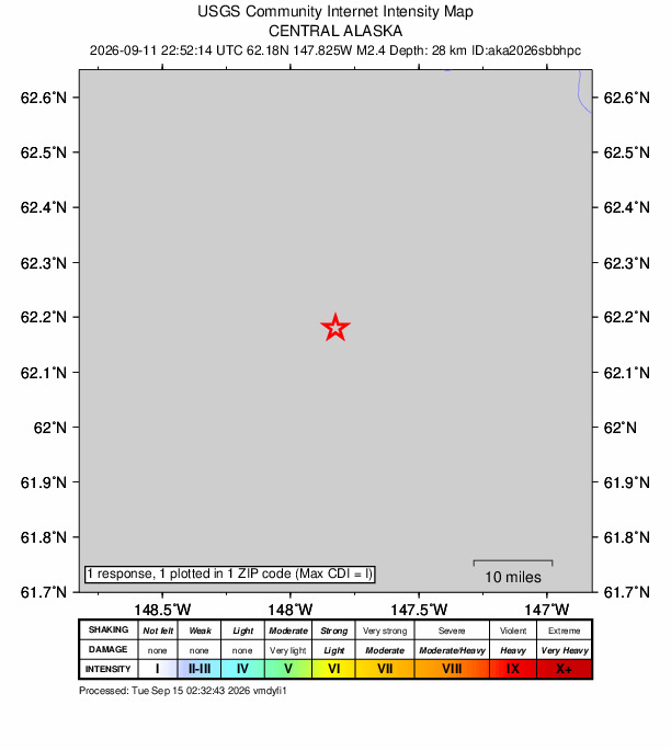 Did You Feel It? map: shaking reported by the public