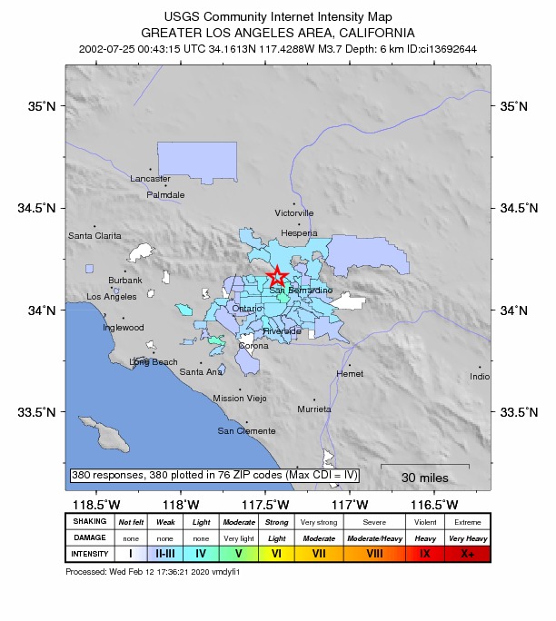 Did You Feel It? map: shaking reported by the public