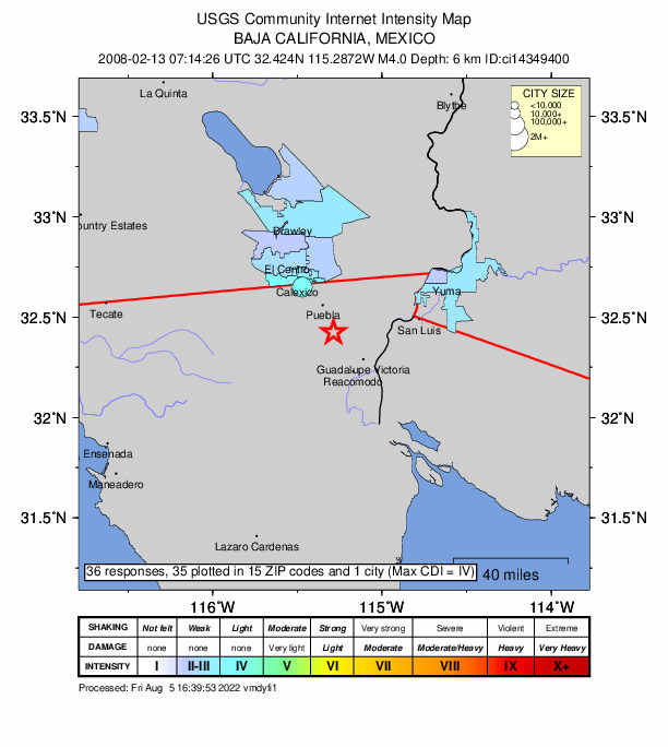 Did You Feel It? map: shaking reported by the public