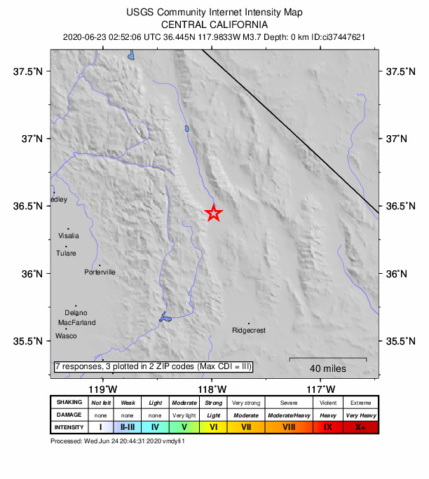 Did You Feel It? map: shaking reported by the public