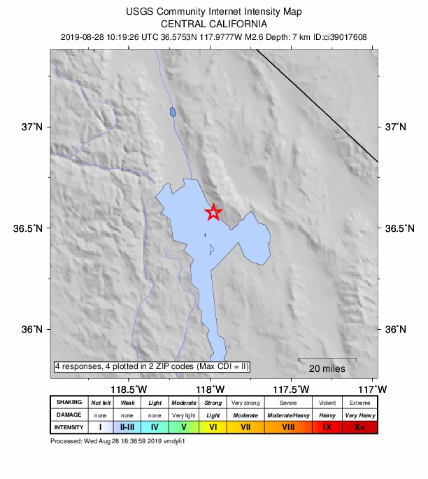 Did You Feel It? map: shaking reported by the public