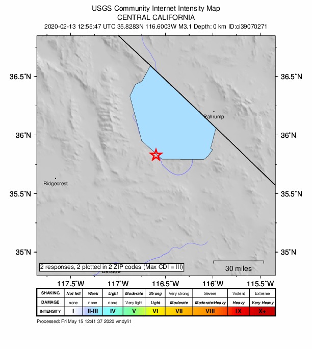 Did You Feel It? map: shaking reported by the public