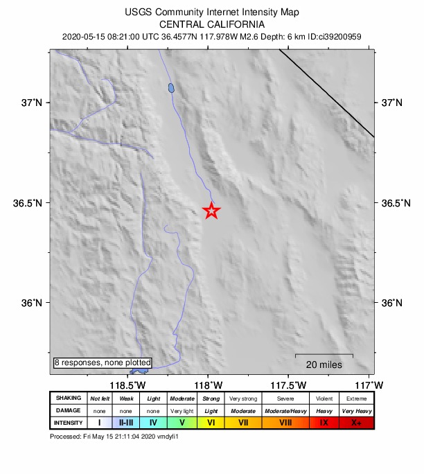Did You Feel It? map: shaking reported by the public