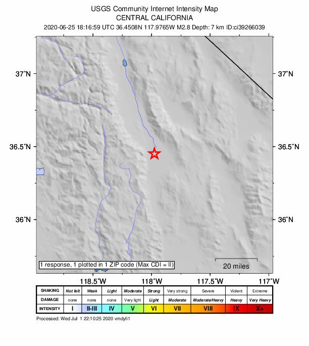 Did You Feel It? map: shaking reported by the public