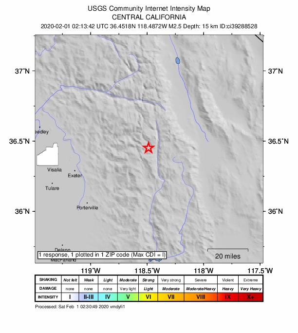 Did You Feel It? map: shaking reported by the public