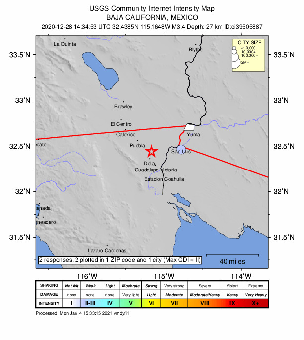 Did You Feel It? map: shaking reported by the public