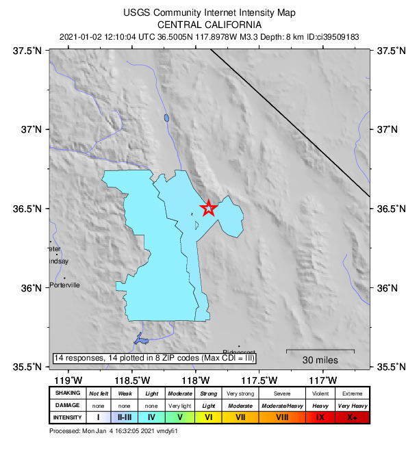 Did You Feel It? map: shaking reported by the public