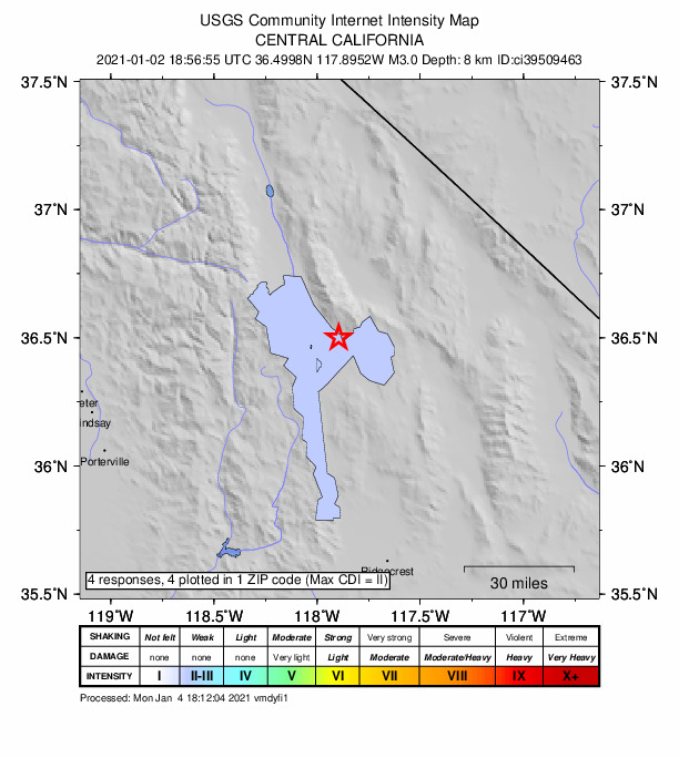 Did You Feel It? map: shaking reported by the public
