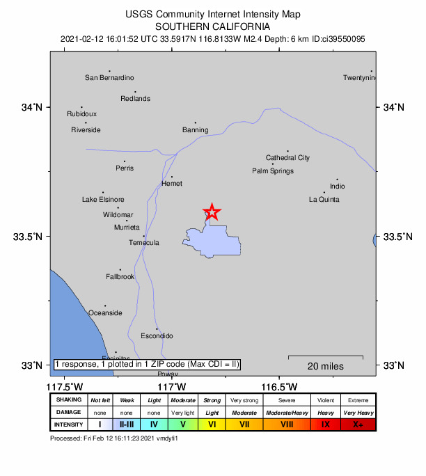 Did You Feel It? map: shaking reported by the public