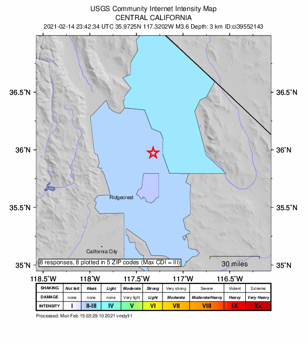 Did You Feel It? map: shaking reported by the public