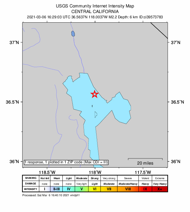 Did You Feel It? map: shaking reported by the public