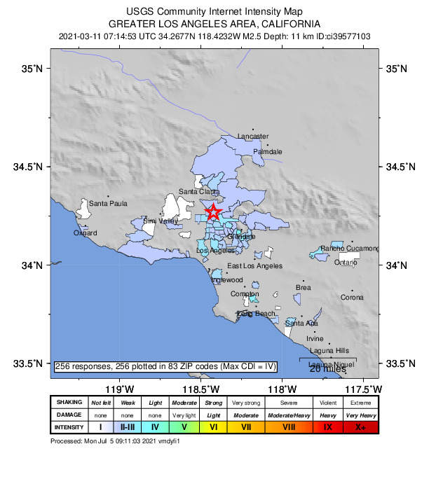 Did You Feel It? map: shaking reported by the public