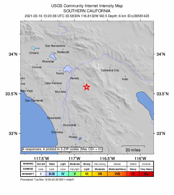 Did You Feel It? map: shaking reported by the public