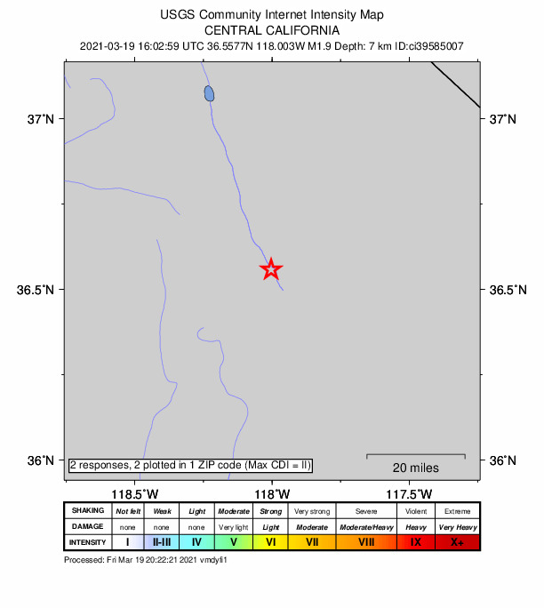 Did You Feel It? map: shaking reported by the public