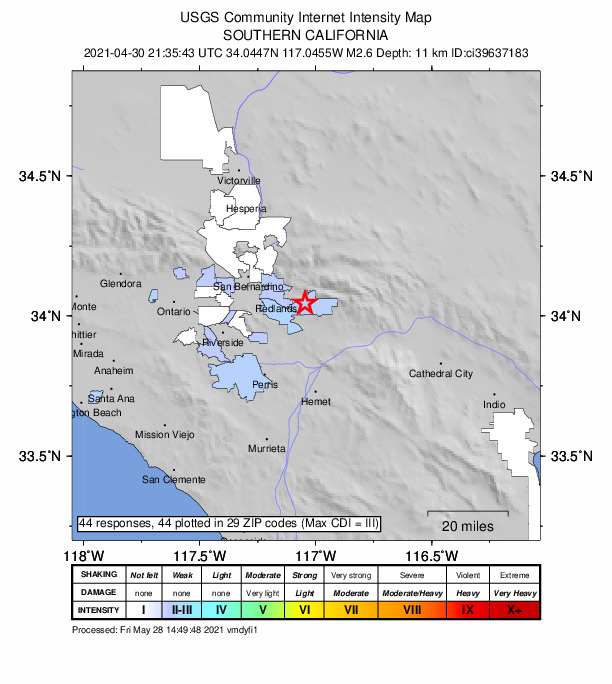 Did You Feel It? map: shaking reported by the public