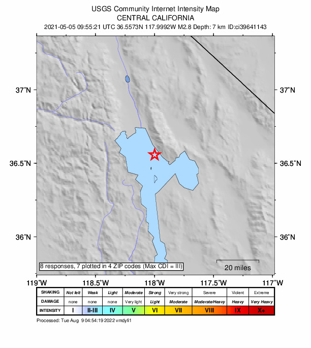 Did You Feel It? map: shaking reported by the public