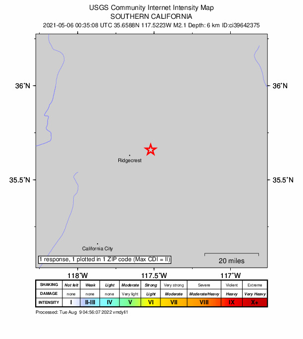 Did You Feel It? map: shaking reported by the public