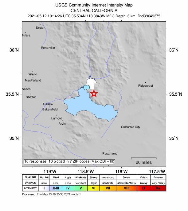 Did You Feel It? map: shaking reported by the public