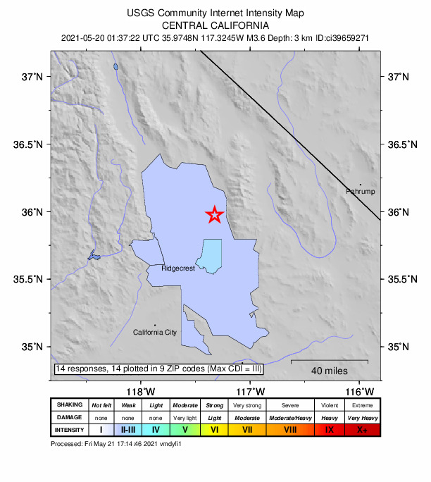 Did You Feel It? map: shaking reported by the public