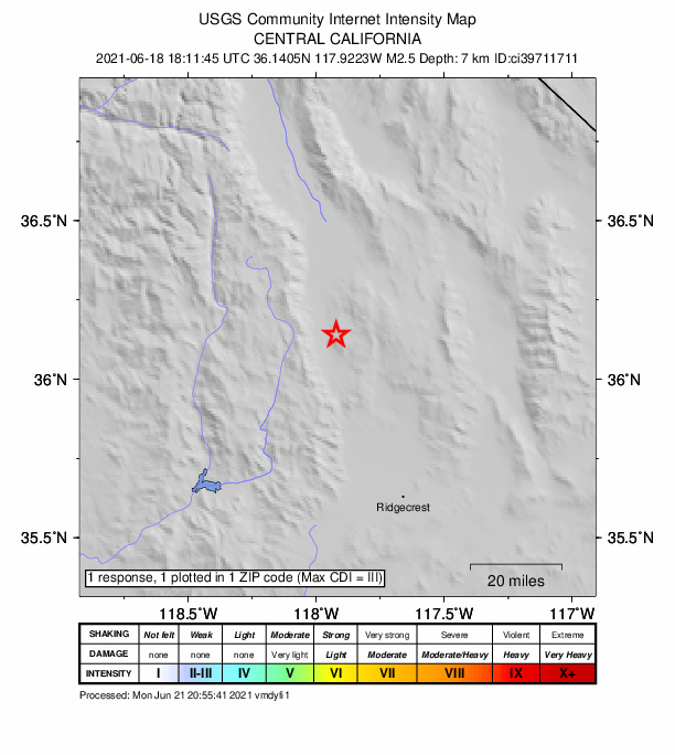 Did You Feel It? map: shaking reported by the public