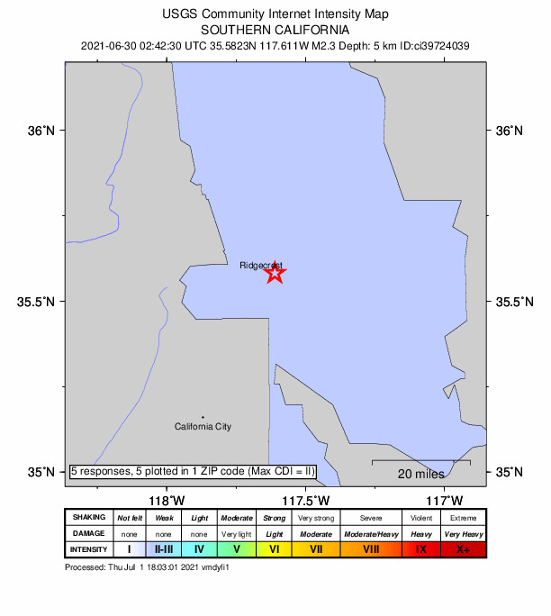 Did You Feel It? map: shaking reported by the public