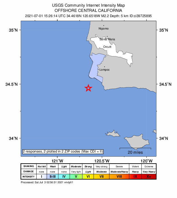 Did You Feel It? map: shaking reported by the public