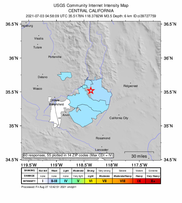 Did You Feel It? map: shaking reported by the public